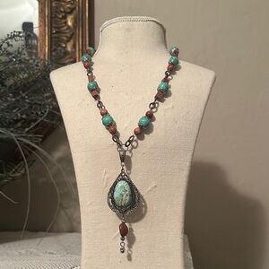 beaded and stone necklace